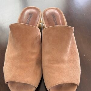 Jeffrey Campbell Tan Suede Open-Toe Mules